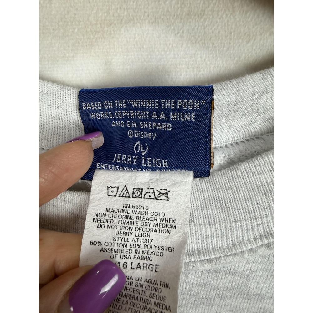 Pooh Sweatshirt Womens Large Gray Fleece Tigger Pooh Graphic Crewneck Pullover - Picture 4 of 7
